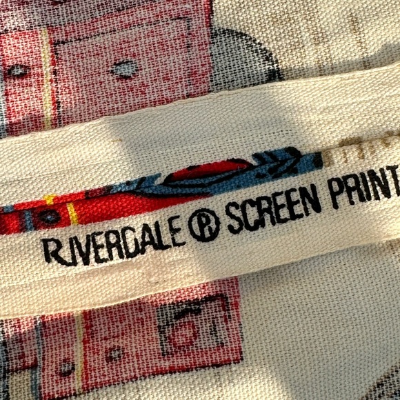 2 Vintage Fireman Fire Trucks Curtain Panels 21” x 34” Riverdale Screen Printing - Picture 10 of 10